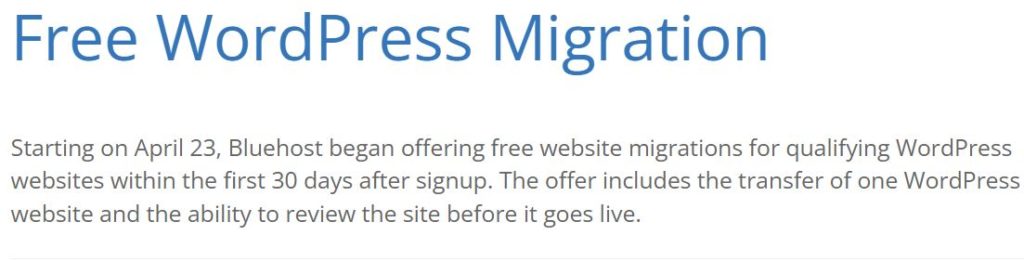 Bluehost review free wordpress migration